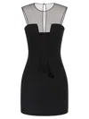 Nensi Dojaka Mesh Panel Sleeveless Fitted Silhouette Dress In Black