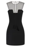 Nensi Dojaka Mesh Panel Sleeveless Fitted Silhouette Dress In Black