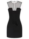 Nensi Dojaka Mesh Panel Sleeveless Fitted Silhouette Dress In Black