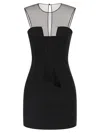 Nensi Dojaka Mesh Panel Sleeveless Fitted Silhouette Dress In Black