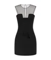 Nensi Dojaka Mesh Panel Sleeveless Fitted Silhouette Dress In Black