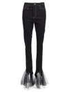 Nensi Dojaka Sheer Hem Tulle Jeans In Black