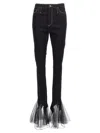 Nensi Dojaka Sheer Hem Tulle Jeans In Black
