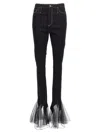 Nensi Dojaka Sheer Hem Tulle Jeans In Black
