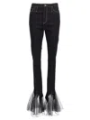 Nensi Dojaka Sheer Hem Tulle Jeans