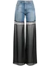 Nensi Dojaka Denim & Tulle Straight Jeans In Blue