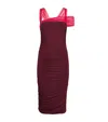 Nensi Dojaka Tulle-trim Ruched Midi Dress In Burgundy