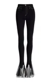 Nensi Dojaka Sheer Hem Tulle Jeans In Black