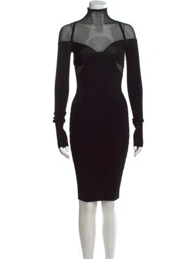 Pre-owned Nensi Dojaka Turtleneck Knee-length Dress W/ Tags In Black