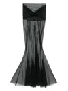 Nensi Dojaka V-waist Sheer Midi Skirt In Black - Black