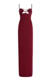 Nensi Dojaka Womens Burgundy V-wire Bra Woven Maxi Dress In Burgundy