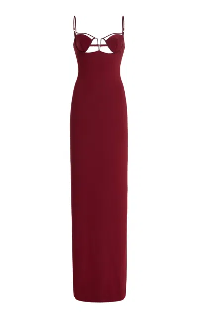 Nensi Dojaka V-wire Bra Jersey Maxi Dress In Burgundy