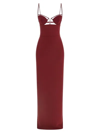Nensi Dojaka V-wire Bra Maxi Dress In Burgundy