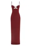 Nensi Dojaka Womens Burgundy V-wire Bra Woven Maxi Dress In Burgundy