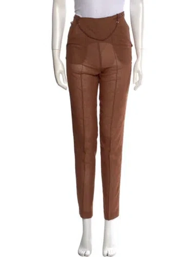 Pre-owned Nensi Dojaka Virgin Wool Skinny Leg Pants In Brown