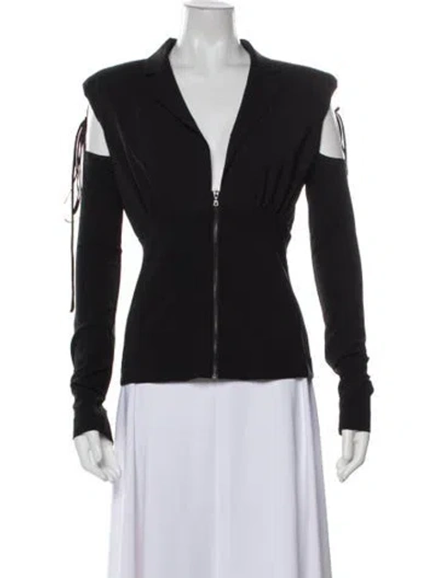 Pre-owned Nensi Dojaka Virgin Wool V-neck Top In Black