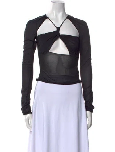 Pre-owned Nensi Dojaka V-neck Long Sleeve Crop Top In Black