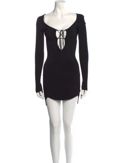 Pre-owned Nensi Dojaka V-neck Mini Dress In Black