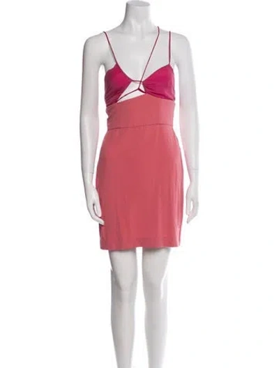 Pre-owned Nensi Dojaka V-neck Mini Dress In Pink
