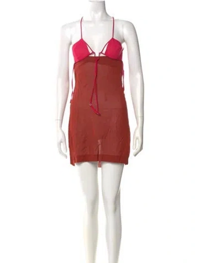 Pre-owned Nensi Dojaka V-neck Mini Dress In Red