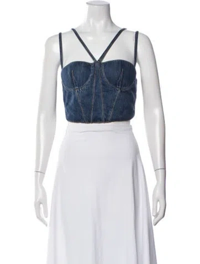 Pre-owned Nensi Dojaka V-neck Sleeveless Crop Top W/ Tags In Black