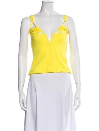 Pre-owned Nensi Dojaka V-neck Sleeveless Top In Yellow