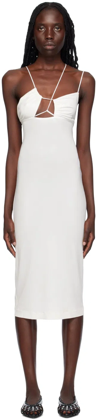 Nensi Dojaka Strappy Midi Dress In White Glossy