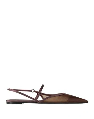Nensi Dojaka Woman Ballet Flats Brown Size 8.5 Technical Fibers, Leather