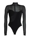 NENSI DOJAKA NENSI DOJAKA WOMAN BODYSUIT BLACK SIZE M VISCOSE, POLYESTER, POLYAMIDE