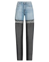 Nensi Dojaka Hybrid Wide Leg Denim Pants With Sheer Panels In Blue