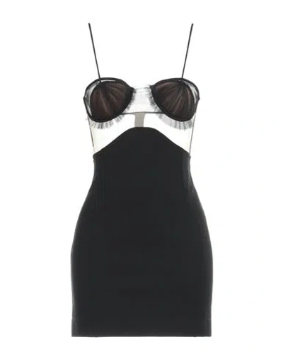 NENSI DOJAKA NENSI DOJAKA WOMAN MINI DRESS BLACK SIZE M VISCOSE, POLYAMIDE, ELASTANE