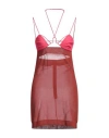 Nensi Dojaka Pink & Brown Sheer Minidress In Red