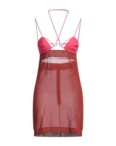 NENSI DOJAKA NENSI DOJAKA WOMAN MINI DRESS BRICK SIZE S COTTON
