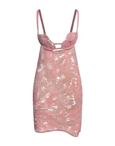 Nensi Dojaka Woman Mini Dress Pink Size L Nylon, Viscose, Pvc - Polyvinyl Chloride In Neutral