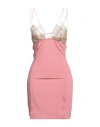 Nensi Dojaka Woman Mini Dress Pink Size M Viscose, Polyamide, Elastane, Silk, Polyester In Pink
