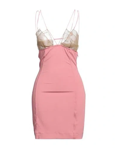 Nensi Dojaka Woman Mini Dress Pink Size M Viscose, Polyamide, Elastane, Silk, Polyester