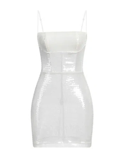 NENSI DOJAKA NENSI DOJAKA WOMAN MINI DRESS WHITE SIZE M POLYESTER, POLYAMIDE, ELASTANE
