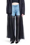Nensi Dojaka Hybrid Wide Leg Denim Pants With Sheer Panels In Multicolor
