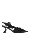 Nensi Dojaka Ruffle-detailed Satin Slingbacks In Black