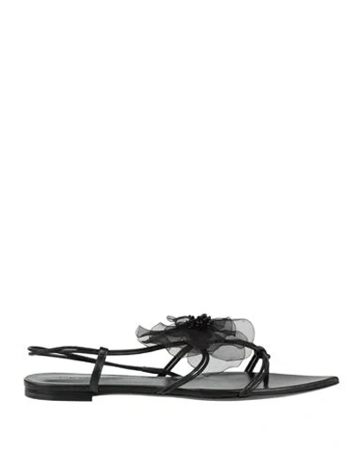 Nensi Dojaka Woman Thong Sandal Black Size 8 Leather, Synthetisches Material