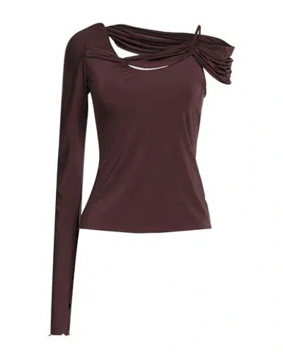 Nensi Dojaka Woman Top Chocolate Brown Size M Viscose, Elastane In Gold