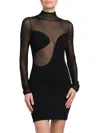 Nensi Dojaka Asymmetric Semi-sheer Mini Dress In Black