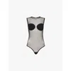 Nensi Dojaka Womens Black Moulded Cups Stretch-mesh Bodysuit In Black