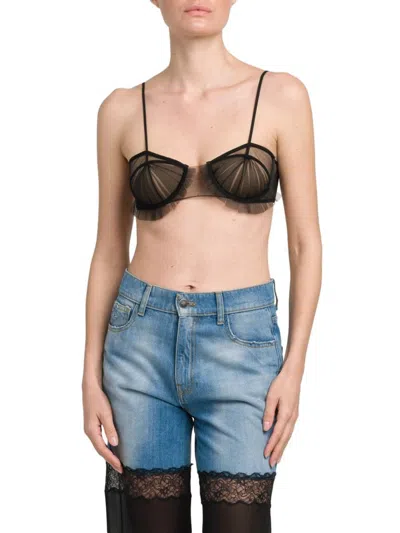 Nensi Dojaka Women's Exploding Flower Sheer Bralette In Black