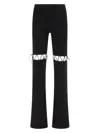 Nensi Dojaka Ribbed Waistband Flared Pant With Cut-out Lacing In Black