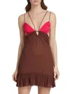 Nensi Dojaka Front Keyhole Mini Dress In Red