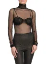 Nensi Dojaka Open Back Tulle Bodysuit In Black
