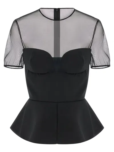 Nensi Dojaka Women's Tailored Bustier With Sheer Neckline Top In Black