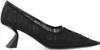 Nensi Dojaka Pointed Toe Mesh Overlay Sculptural Heel Pumps In Black