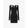Nensi Dojaka Womens Contour Long-sleeves Knitted Mini Dress Black In Black